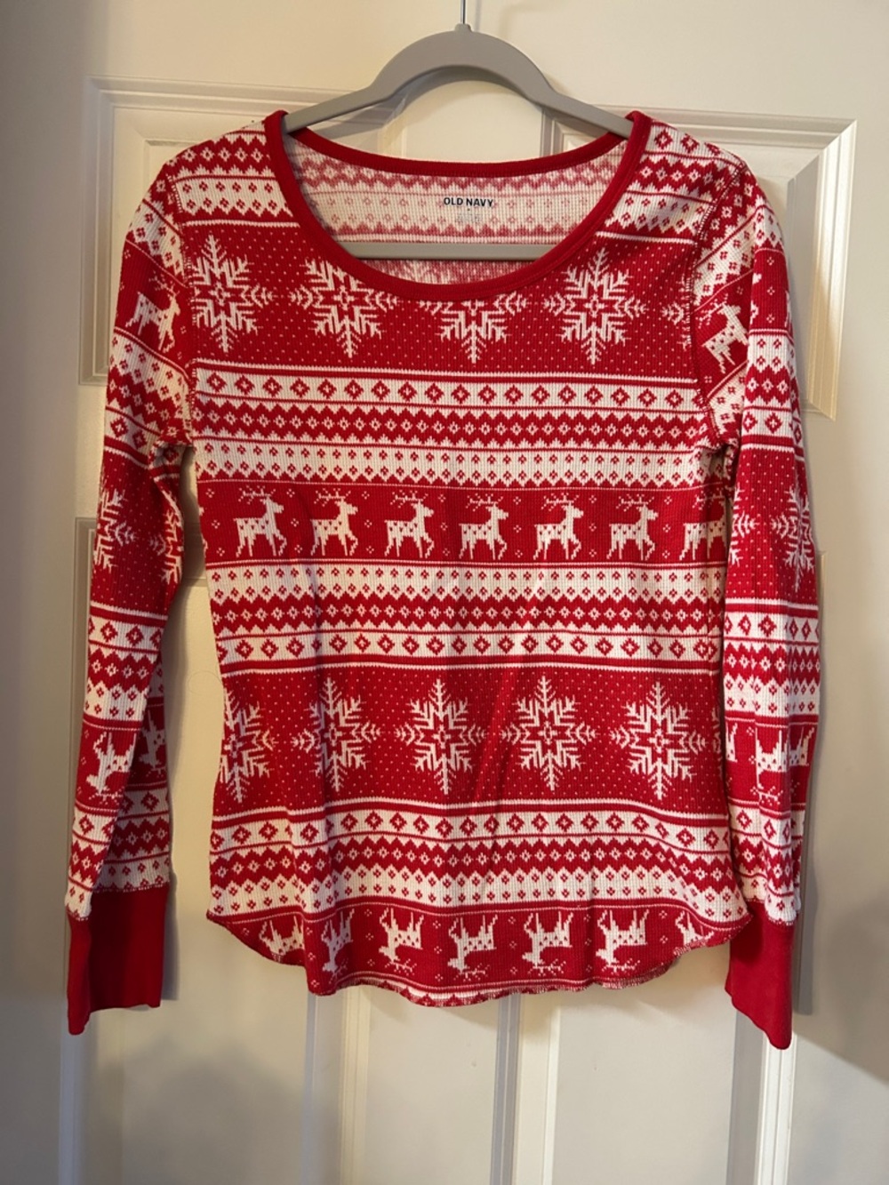 *closet clean out* Old Navy Red & White Fair Isle Reindeer Sweater size M